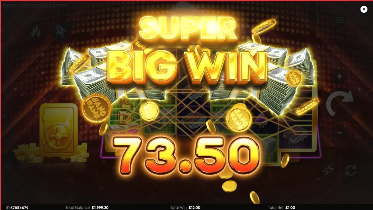 Visual neon futuristik dalam slot Super Cash Drop Jackpots
